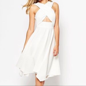 ASOS White Midi Dress w/ Crossed Front